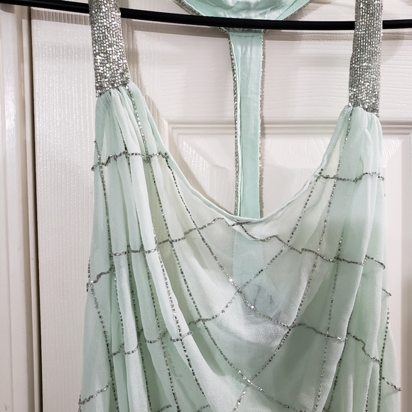 Buckle Beaded sheer light green top ON SALE 11pm - Picture 2 of 4